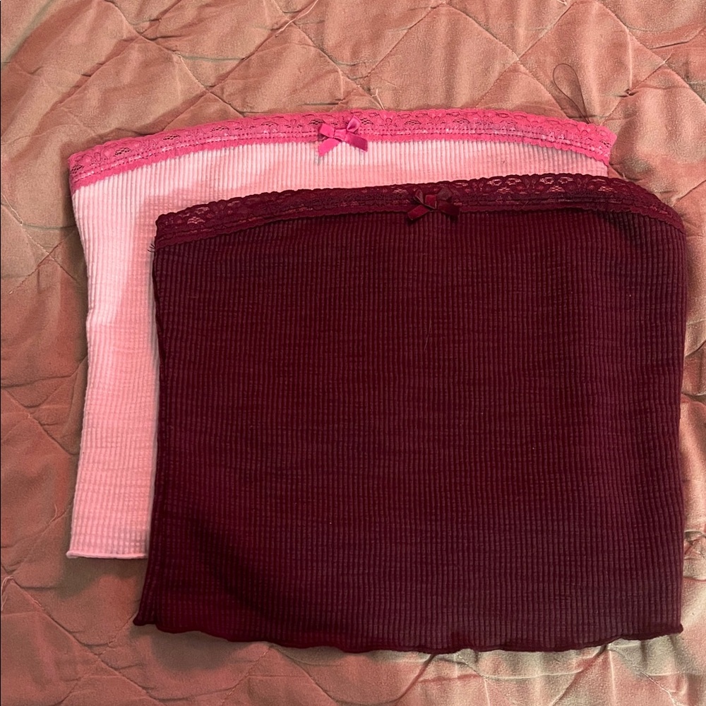 RSQ Pink and Burgundy Crop Tops